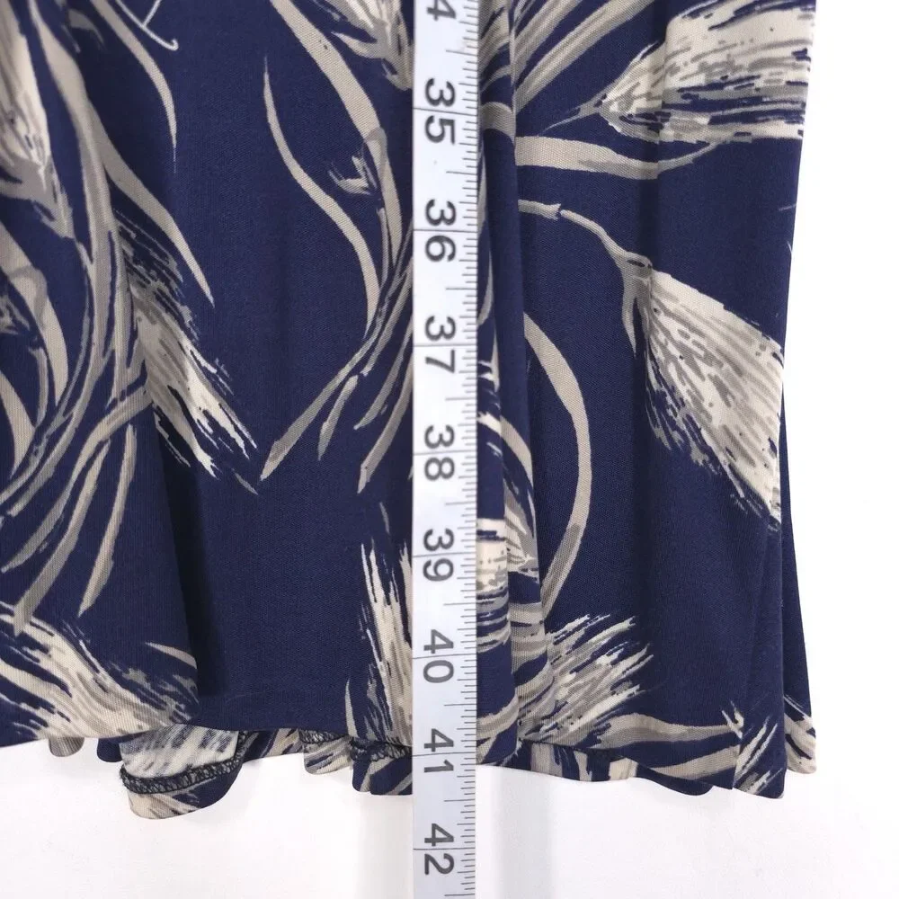 TORY BURCH Women’s Dress MEDIUM 100% SILK Floral Navy Gray Flounce Hem‎ 11132405